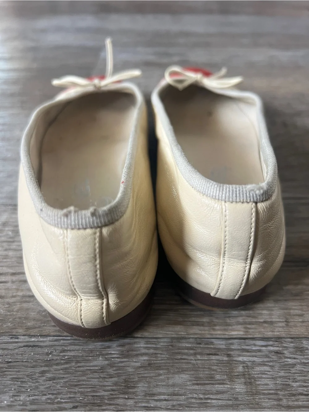Chanel Red Cap Toe Ballet Flats in Beige
